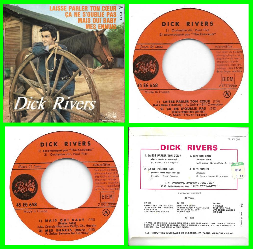 Acheter disque vinyle Dick Rivers Laisse parler ton cœur a vendre