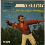 Buy vinyl record HALLYDAY JOHNNY POUR MOI LA VIE VA COMMENCER + 3 - (SANS ACCENT SUR LE U DE D'OU VIENS-TU/LABEL VERT FONCE) for sale